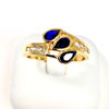 Bague - Bague en or jaune 800 sertie zirconiums et pierres synthétiques couleur saphir