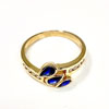 Bague - Bague en or jaune 800 sertie zirconiums et pierres synthétiques couleur saphir
